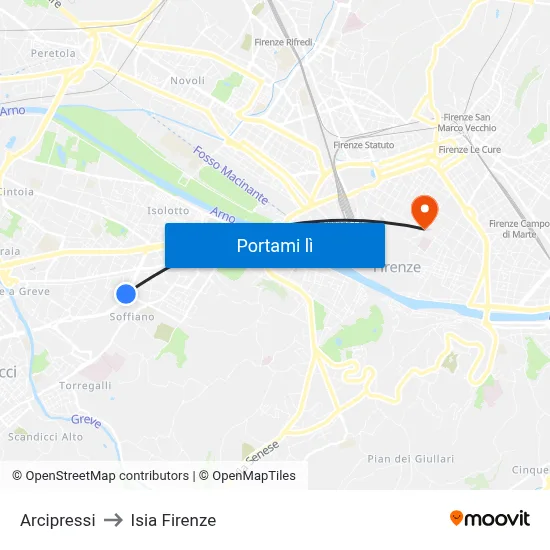 Arcipressi to Isia Firenze map