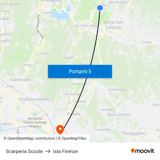 Scarperia Scuole to Isia Firenze map