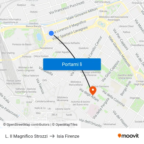 L. Il Magnifico Strozzi to Isia Firenze map