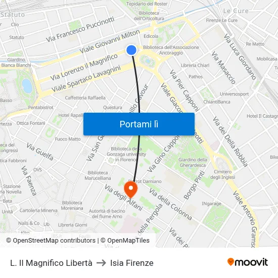 L. Il Magnifico Libertà to Isia Firenze map