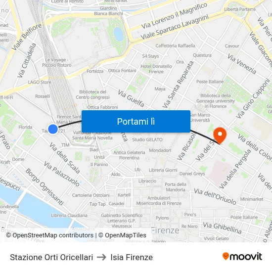 Stazione Orti Oricellari to Isia Firenze map