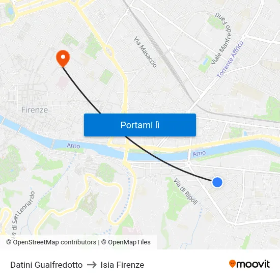 Datini Gualfredotto to Isia Firenze map