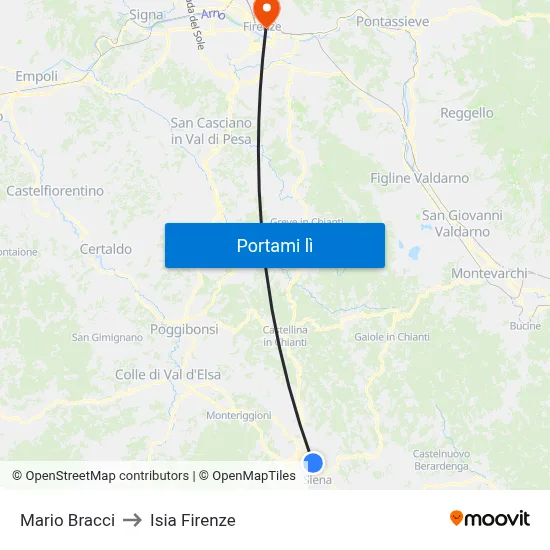 Mario Bracci to Isia Firenze map