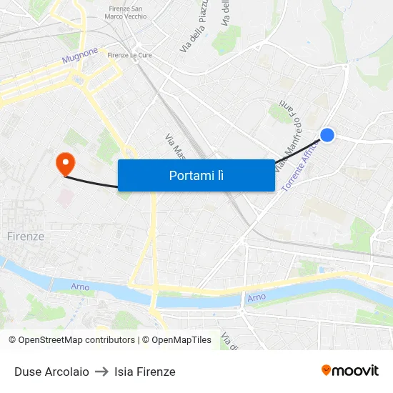 Duse Arcolaio to Isia Firenze map