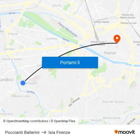 Poccianti Ballerini to Isia Firenze map