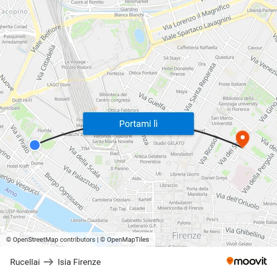 Rucellai to Isia Firenze map