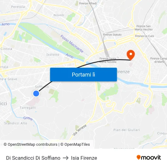 Di Scandicci Di Soffiano to Isia Firenze map