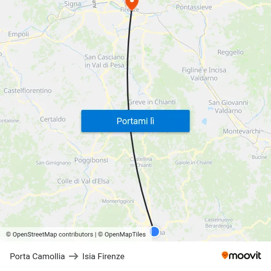 Porta Camollia to Isia Firenze map