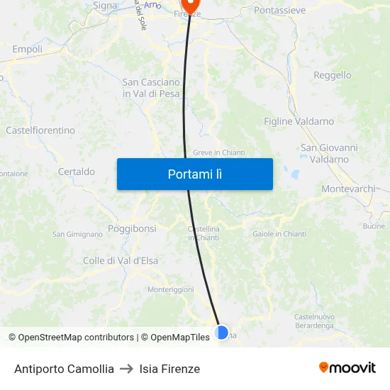 Antiporto Camollia to Isia Firenze map