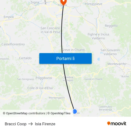 Bracci Coop to Isia Firenze map