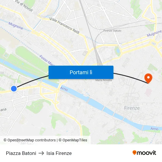 Piazza Batoni to Isia Firenze map