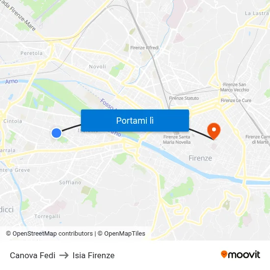 Canova Fedi to Isia Firenze map