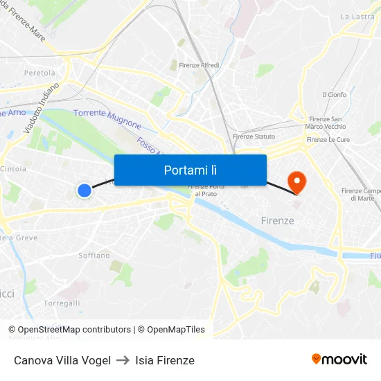 Canova Villa Vogel to Isia Firenze map