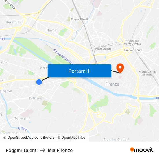 Foggini Talenti to Isia Firenze map