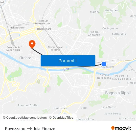 Rovezzano to Isia Firenze map