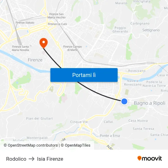 Rodolico to Isia Firenze map