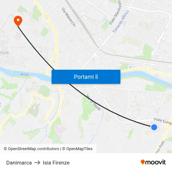 Danimarca to Isia Firenze map