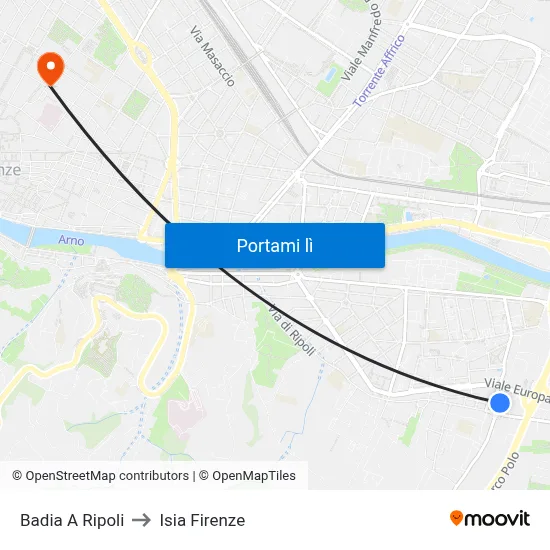 Badia A Ripoli to Isia Firenze map