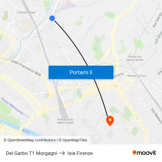Del Garbo T1 Morgagni to Isia Firenze map