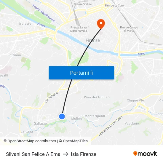 Silvani San Felice A Ema to Isia Firenze map