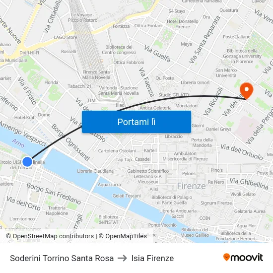 Soderini Torrino Santa Rosa to Isia Firenze map