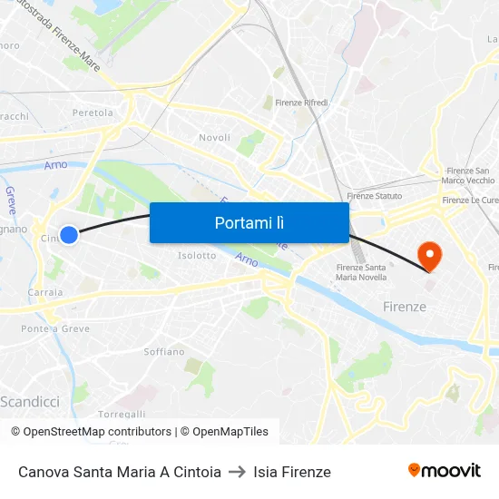 Canova Santa Maria A Cintoia to Isia Firenze map