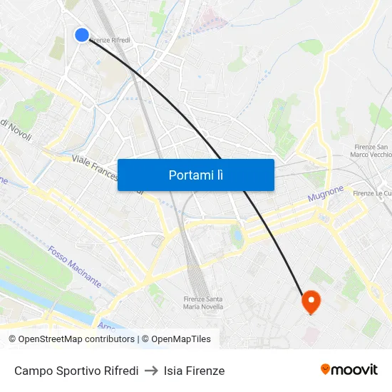 Campo Sportivo Rifredi to Isia Firenze map