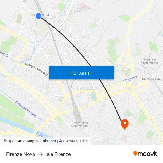 Firenze Nova to Isia Firenze map