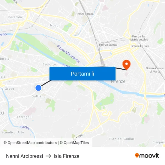 Nenni Arcipressi to Isia Firenze map