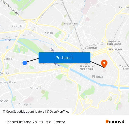 Canova Interno 25 to Isia Firenze map