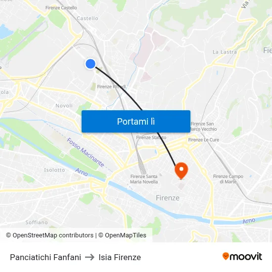 Panciatichi Fanfani to Isia Firenze map