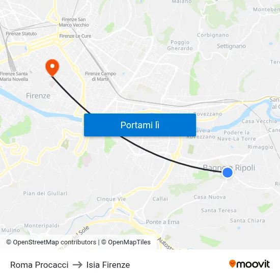 Roma Procacci to Isia Firenze map