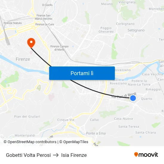 Gobetti Volta Perosi to Isia Firenze map