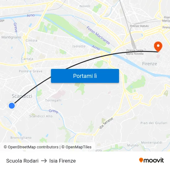 Scuola Rodari to Isia Firenze map