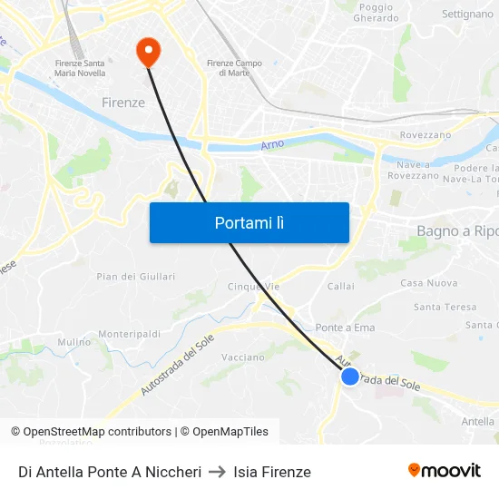 Di Antella Ponte A Niccheri to Isia Firenze map