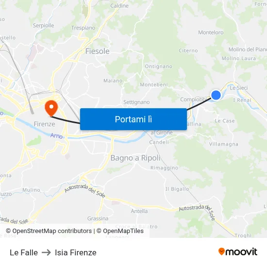 Le Falle to Isia Firenze map