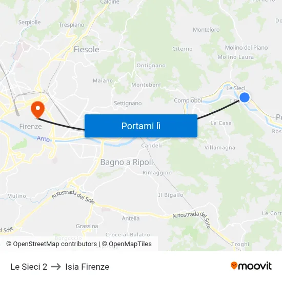 Le Sieci 2 to Isia Firenze map