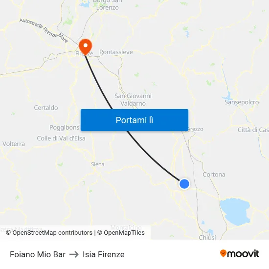 Foiano Mio Bar to Isia Firenze map