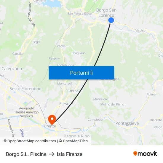 Borgo S.L. Piscine to Isia Firenze map