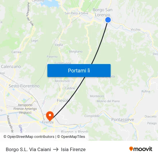 Borgo S.L. Via Caiani to Isia Firenze map
