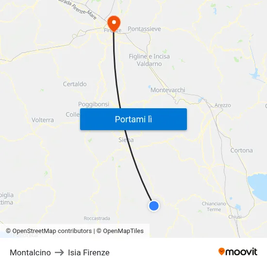 Montalcino to Isia Firenze map