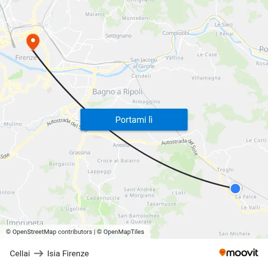 Cellai to Isia Firenze map