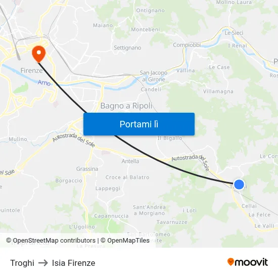 Troghi to Isia Firenze map