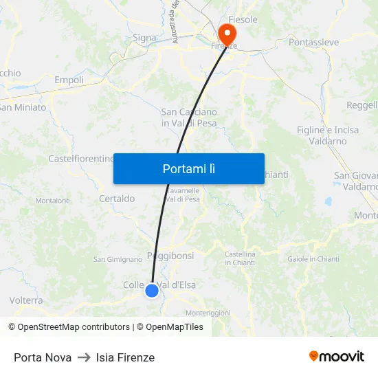 Porta Nova to Isia Firenze map