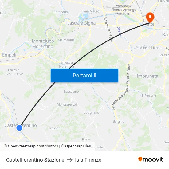 Castelfiorentino Stazione to Isia Firenze map