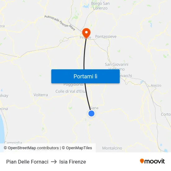 Pian Delle Fornaci to Isia Firenze map