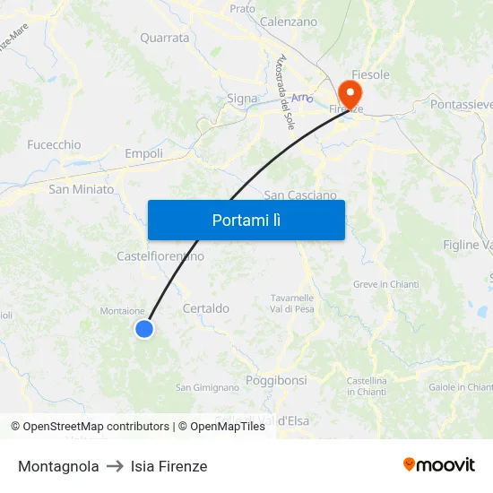 Montagnola to Isia Firenze map