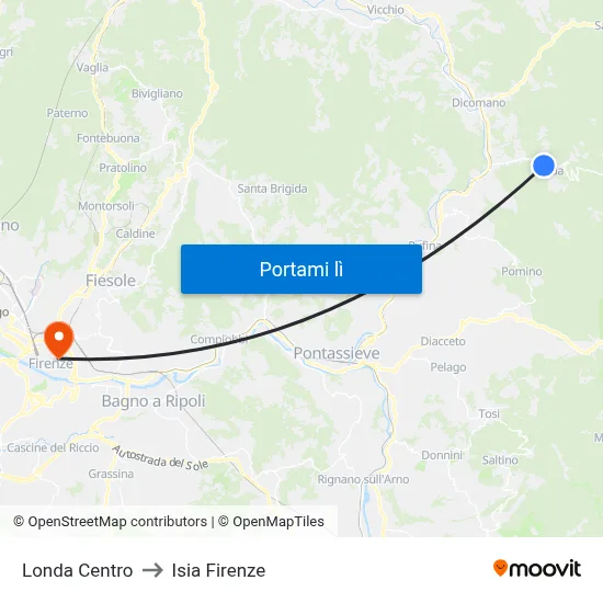 Londa Centro to Isia Firenze map
