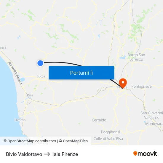 Bivio Valdottavo to Isia Firenze map