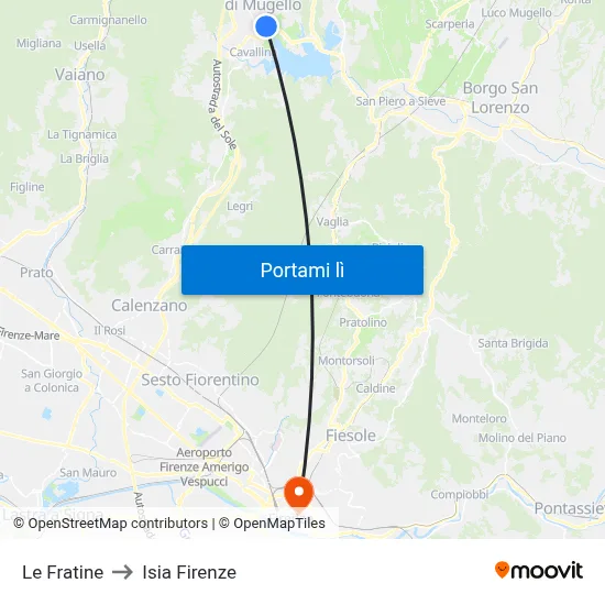 Le Fratine to Isia Firenze map